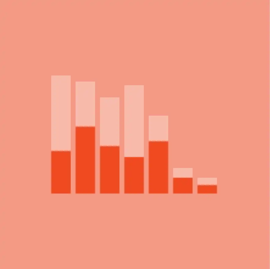 Abstract orange and peach-colored bar chart icon